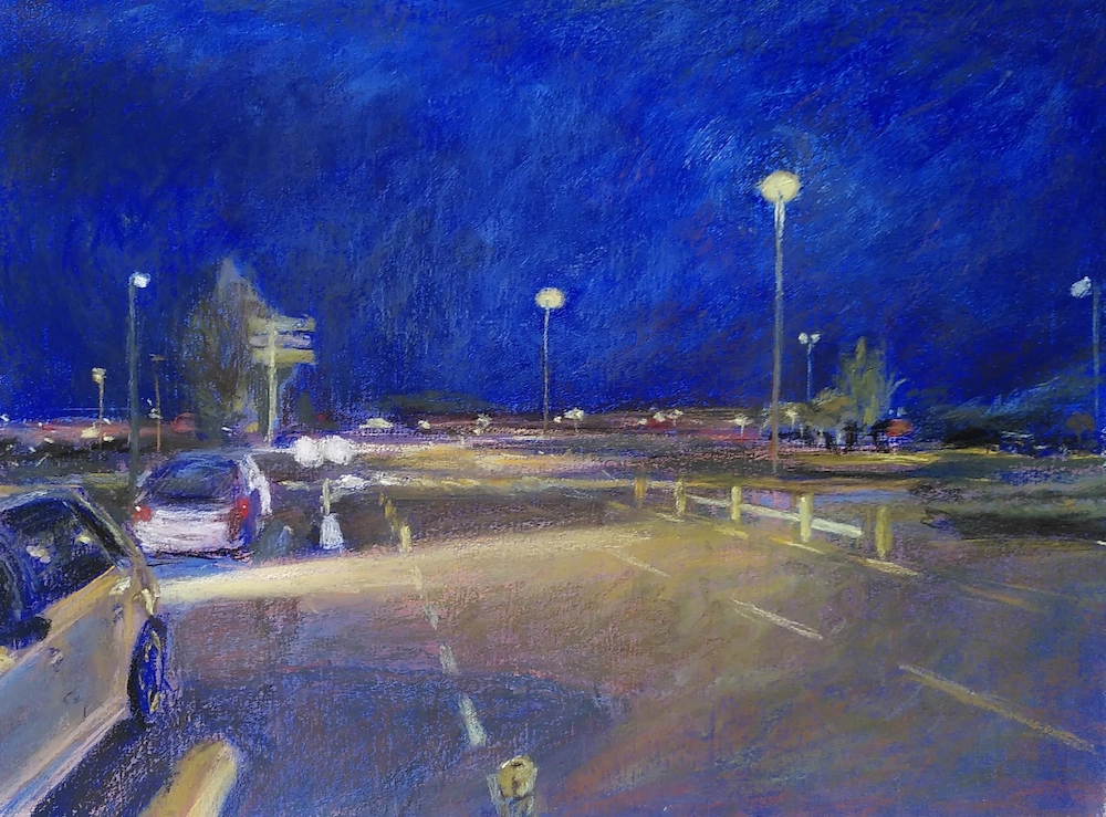 Étoiles artificielles, 2024, pastel, 37 x 27.5 cm, VENDU