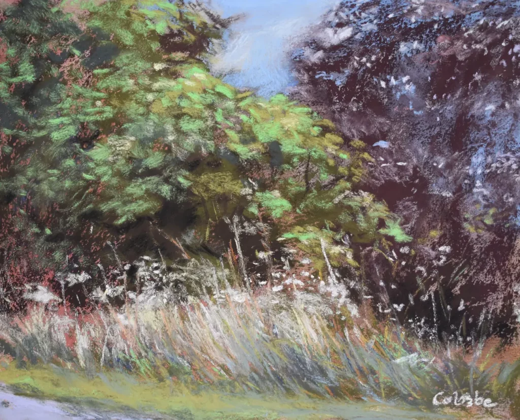 Les Herbes hautes, pastel tendre sur papier sablé, 28 x 23cm, 2024, 300€ (encadré)