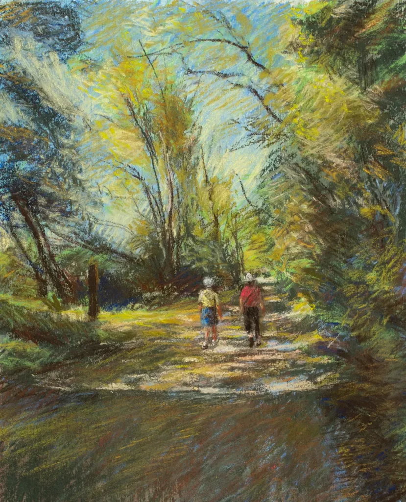Promenade du dimanche soir, 2024, pastel, 22.2 x 27.7 cm, 350€ (encadré)
