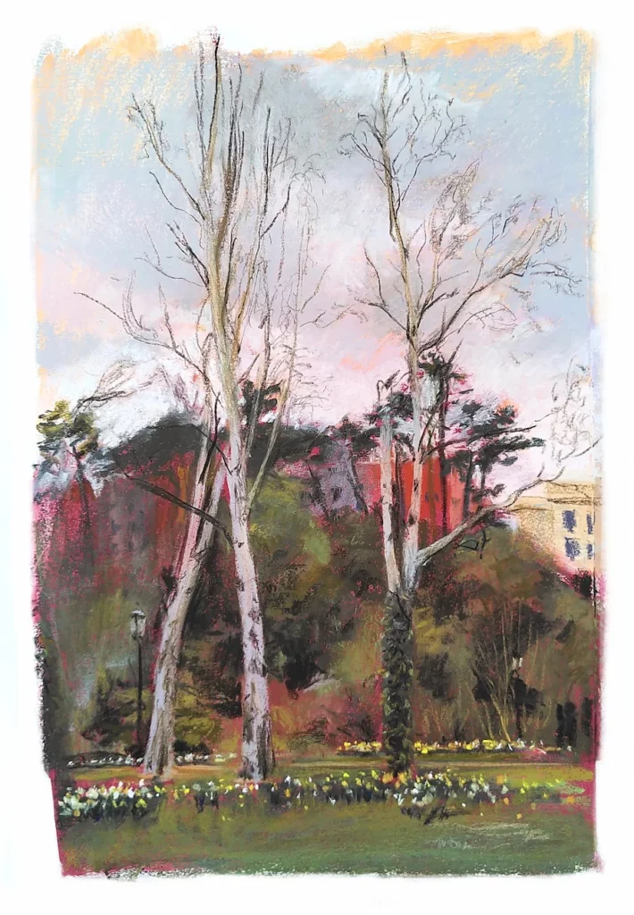 À côté de la Roseraie, 2024, pastel, 28.7 x 43.7 cm, 440€ (encadré)