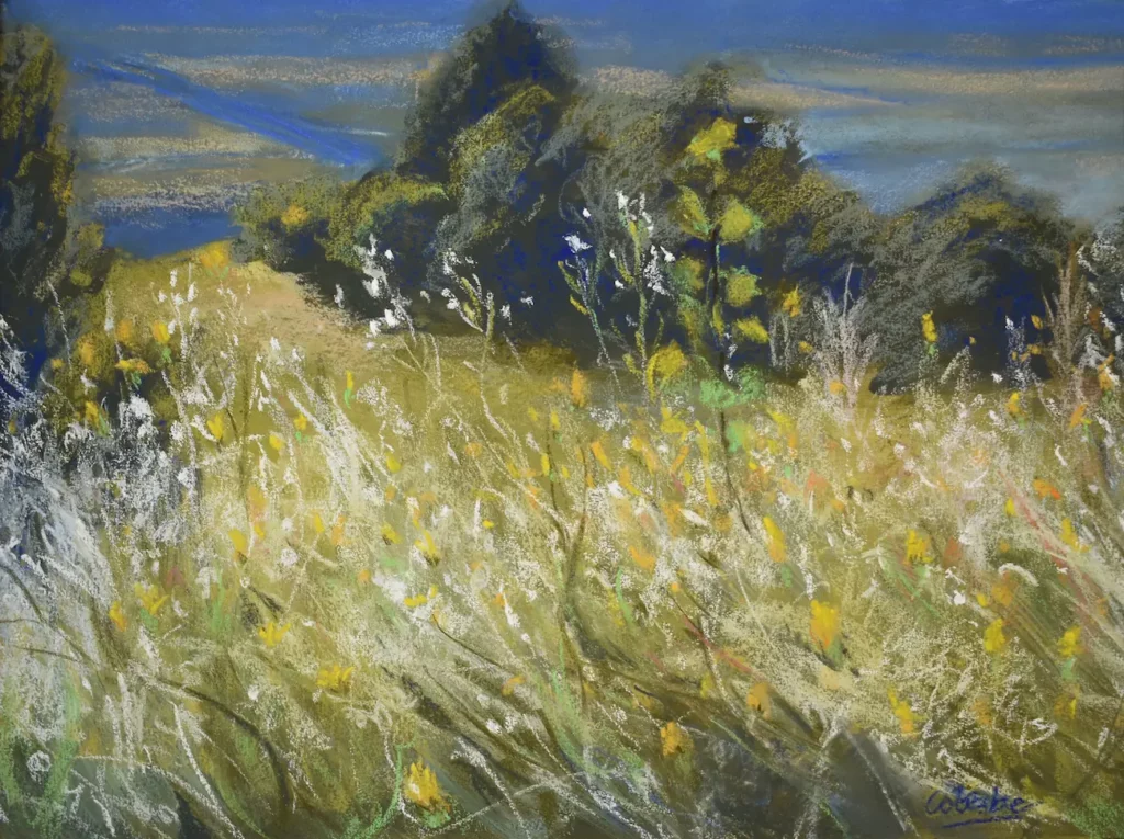 Le Clapotis des Fleurs, 2024, pastel, 39.7 x 29.7 cm, 420€ (encadré)