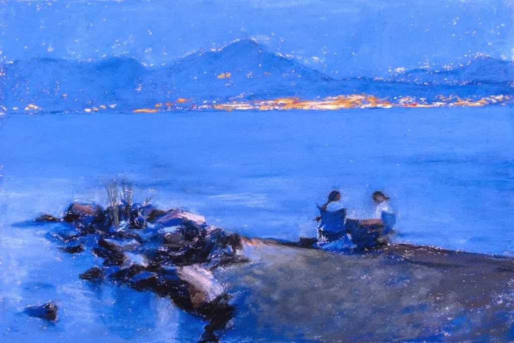 Rive du Lac Léman, 2024, pastel, 40.2 x 26.9 cm, VENDU
