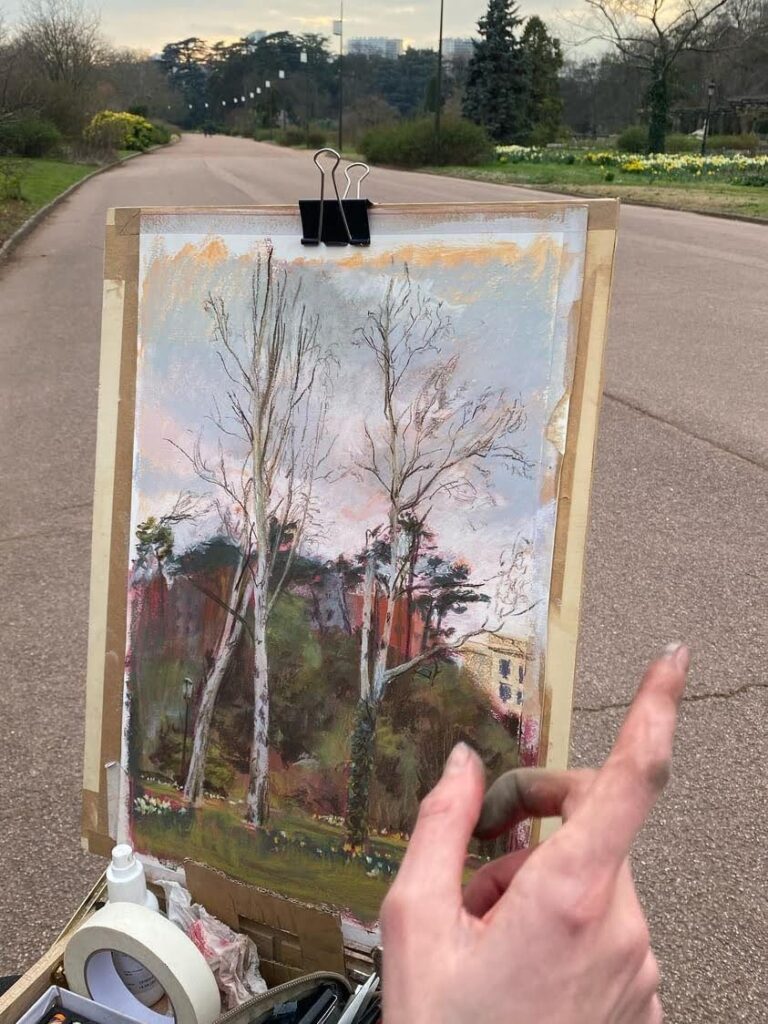 À côté de la Roseraie, 2024, pastel, 28.7 x 43.7 cm, 440€ (encadré)